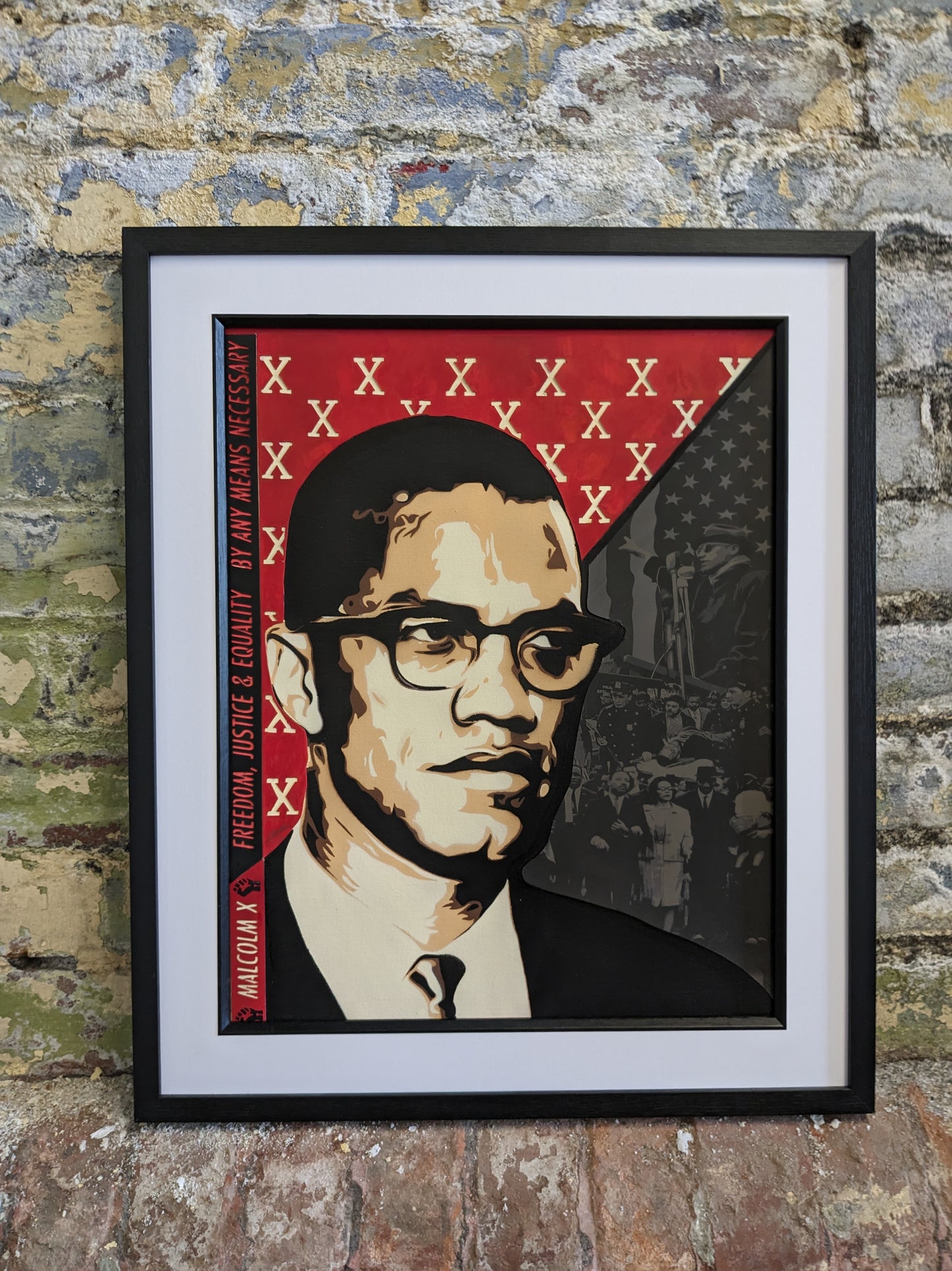 "By Any Means Necessary" Malcolm X Original Painting (20.8" x 24.8")