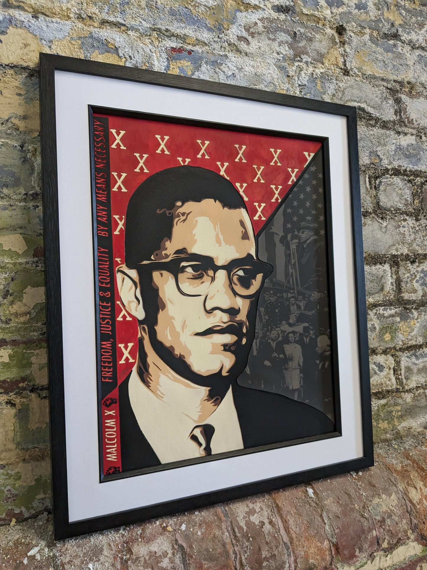 "By Any Means Necessary" Malcolm X Original Painting (20.8" x 24.8")
