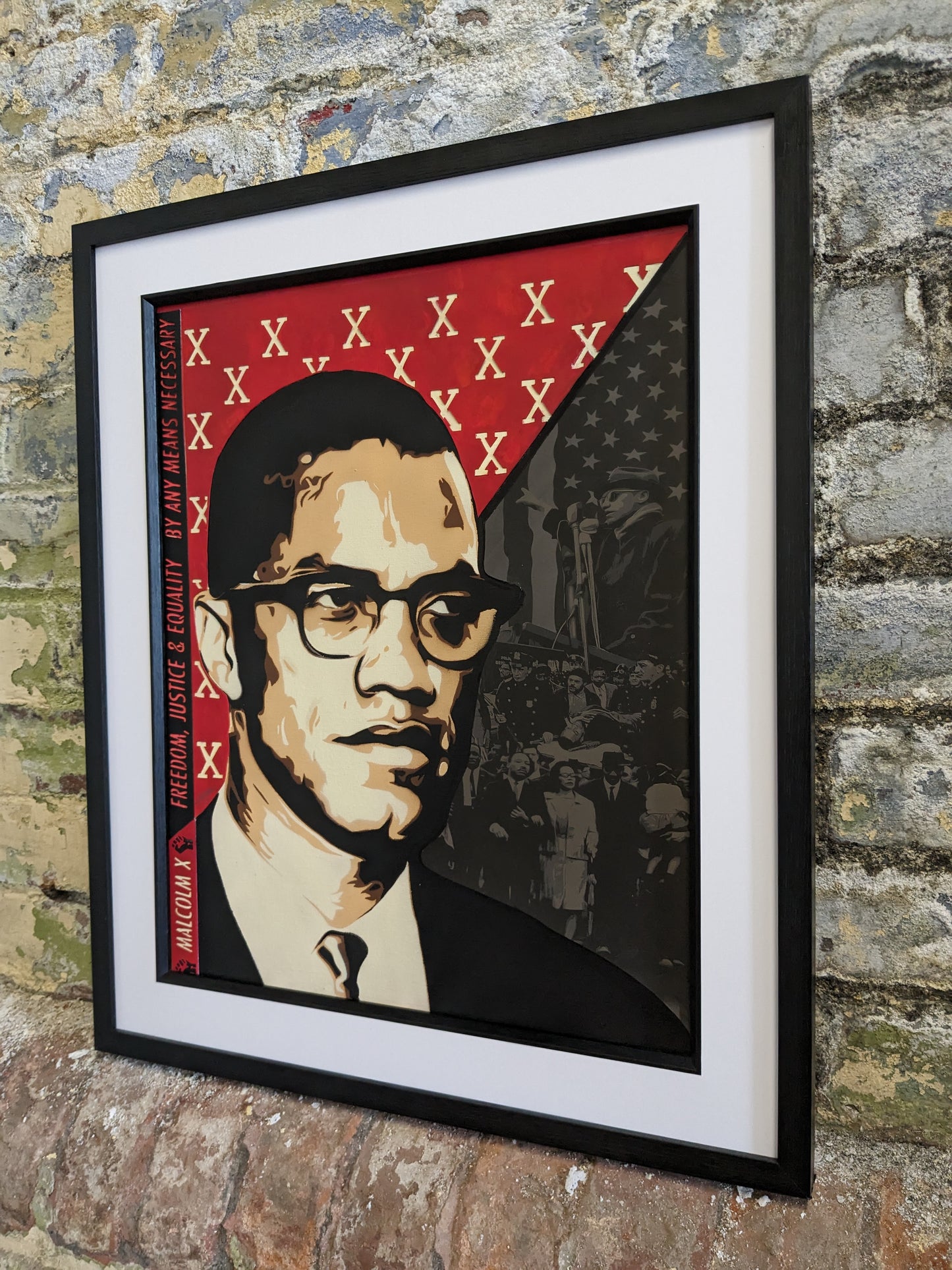 "By Any Means Necessary" Malcolm X Original Painting (20.8" x 24.8")