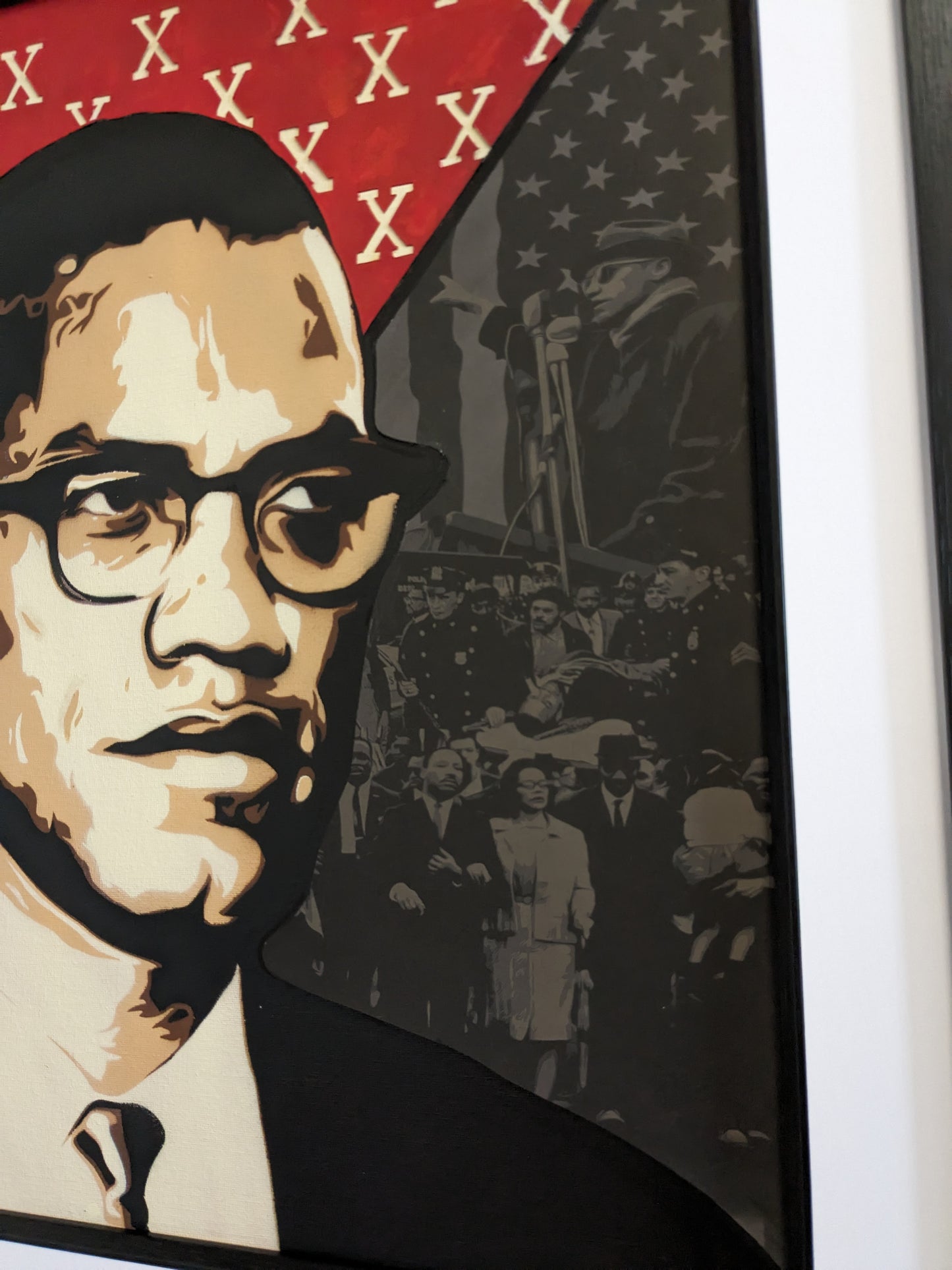 "By Any Means Necessary" Malcolm X Original Painting (20.8" x 24.8")