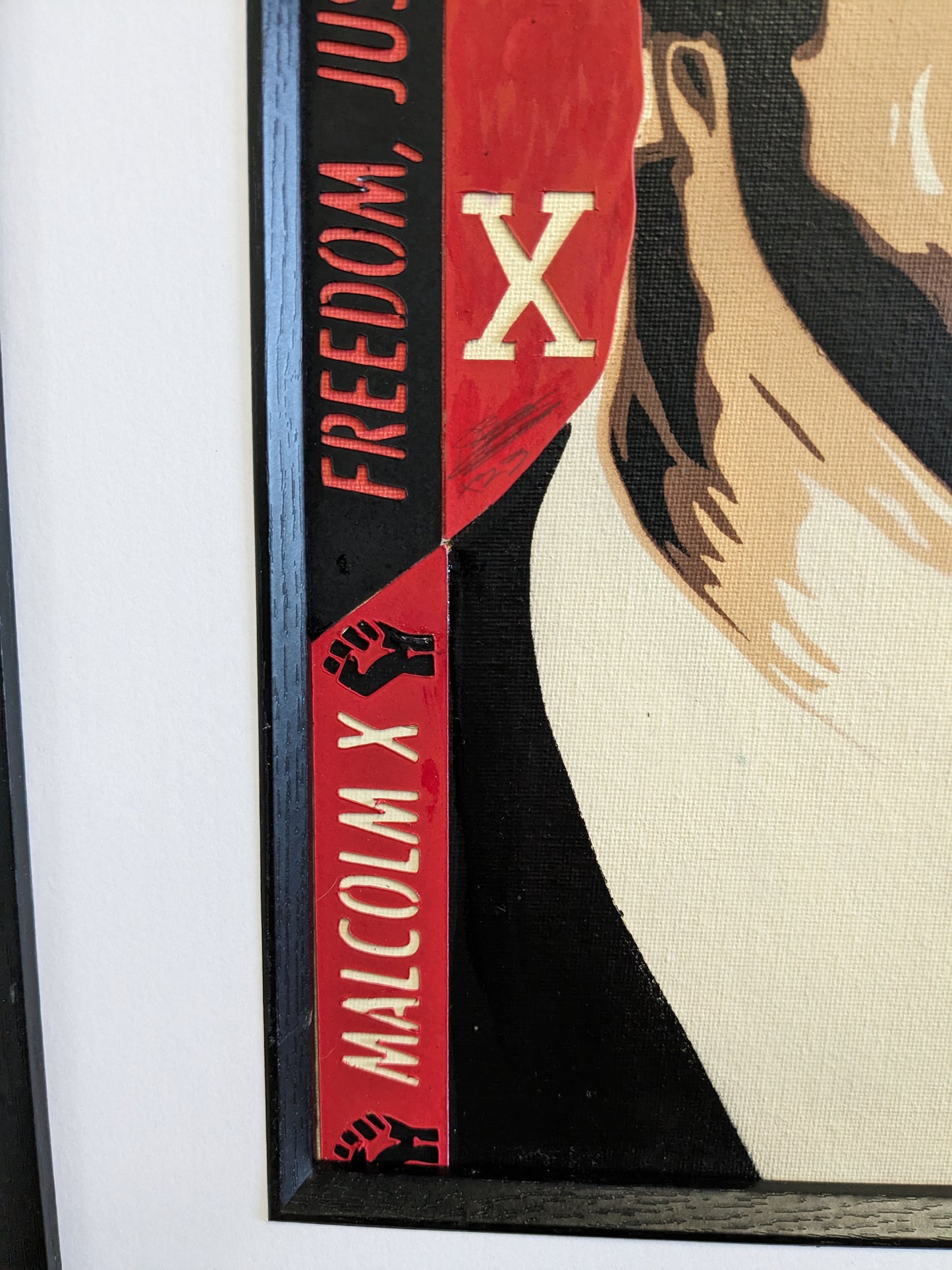 "By Any Means Necessary" Malcolm X Original Painting (20.8" x 24.8")