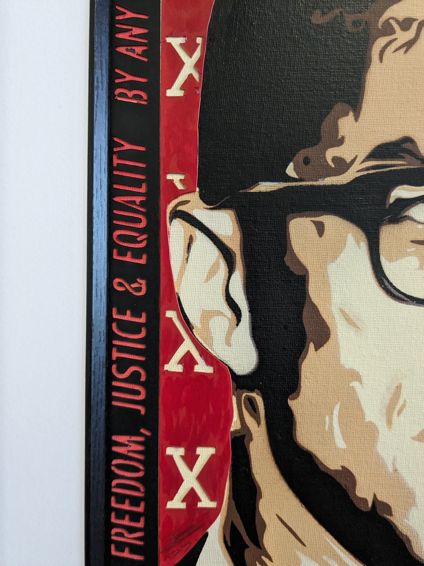 "By Any Means Necessary" Malcolm X Original Painting (20.8" x 24.8")