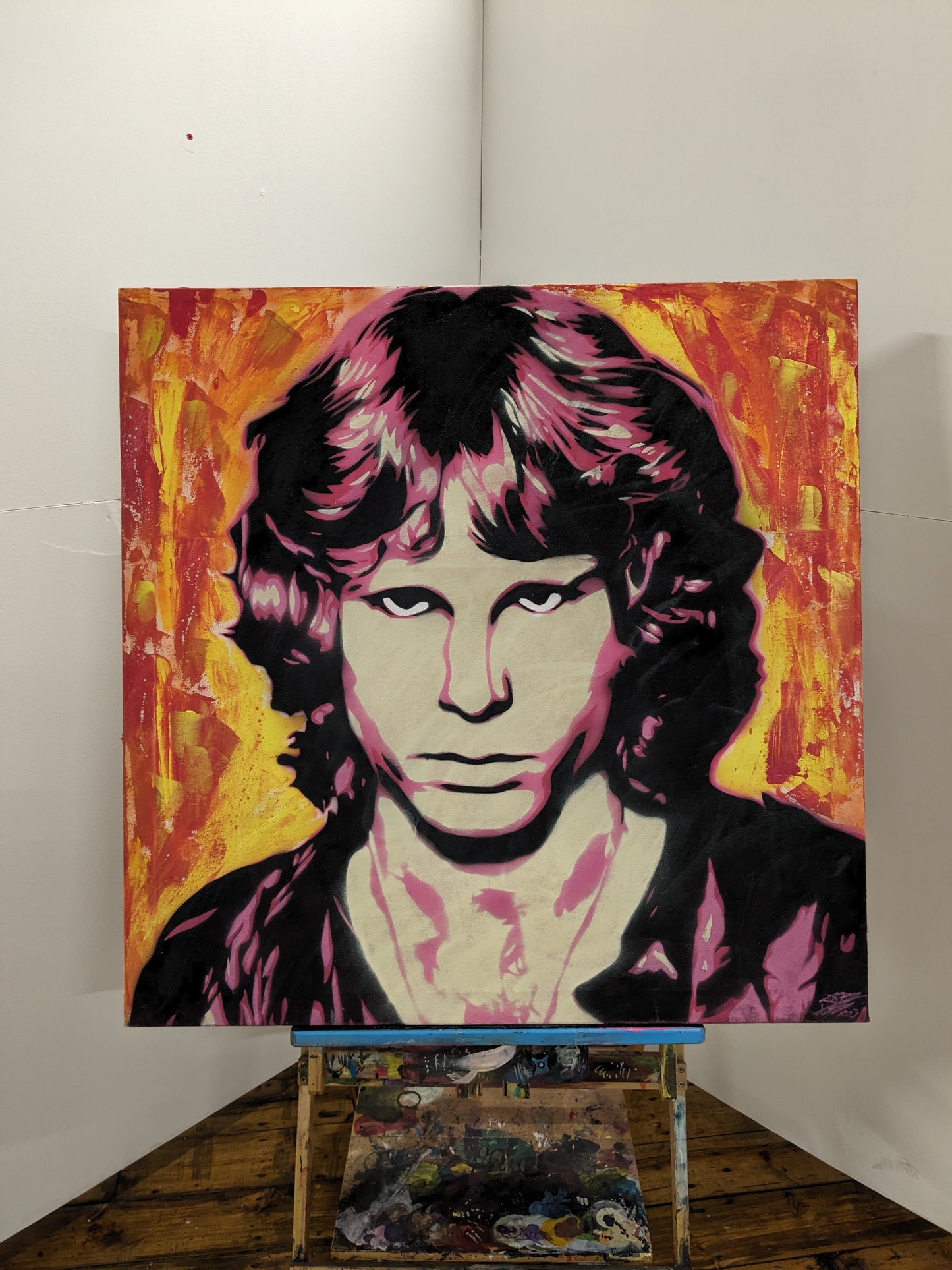Jim Morrison "The Lizard King" Original 100cm x 100cm Mixed Media Painting
