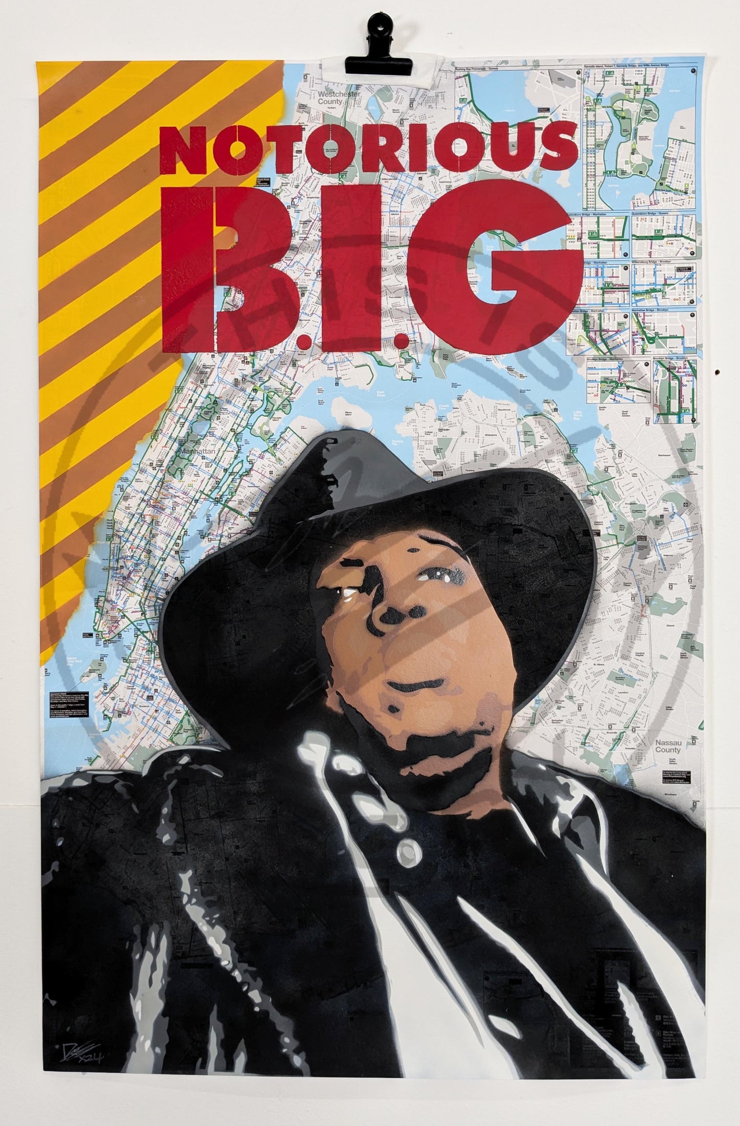 Notorious B.I.G NYC Map Original Spray Painting ( A1 59.4 x 84.1 cm)