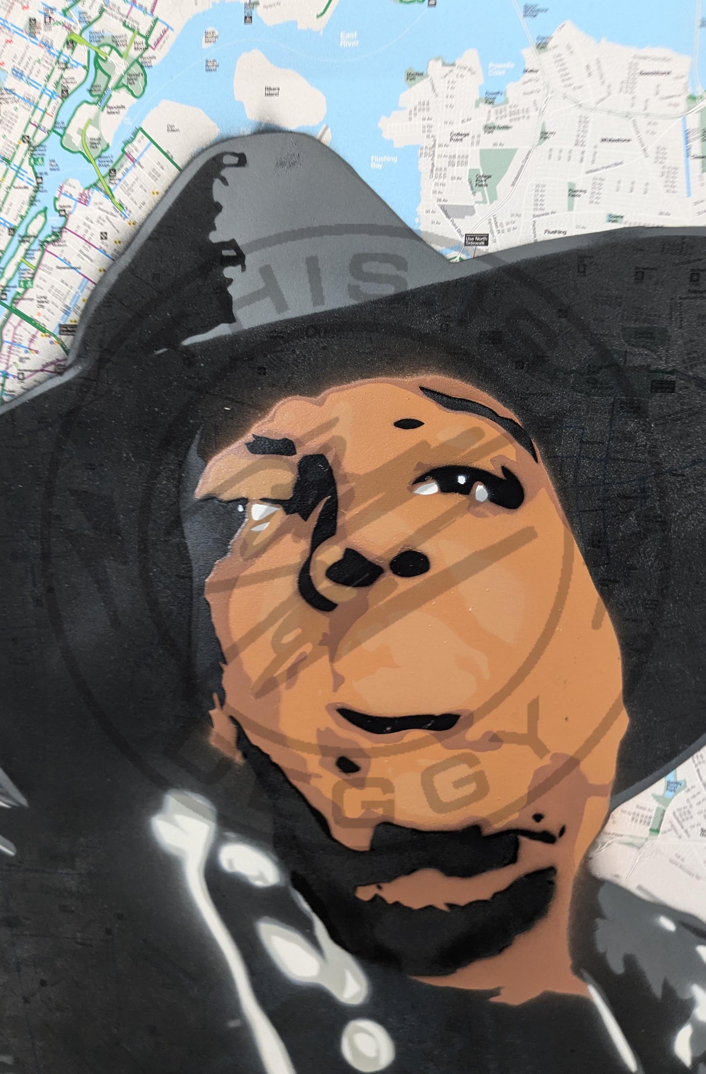 Notorious B.I.G NYC Map Original Spray Painting ( A1 59.4 x 84.1 cm)