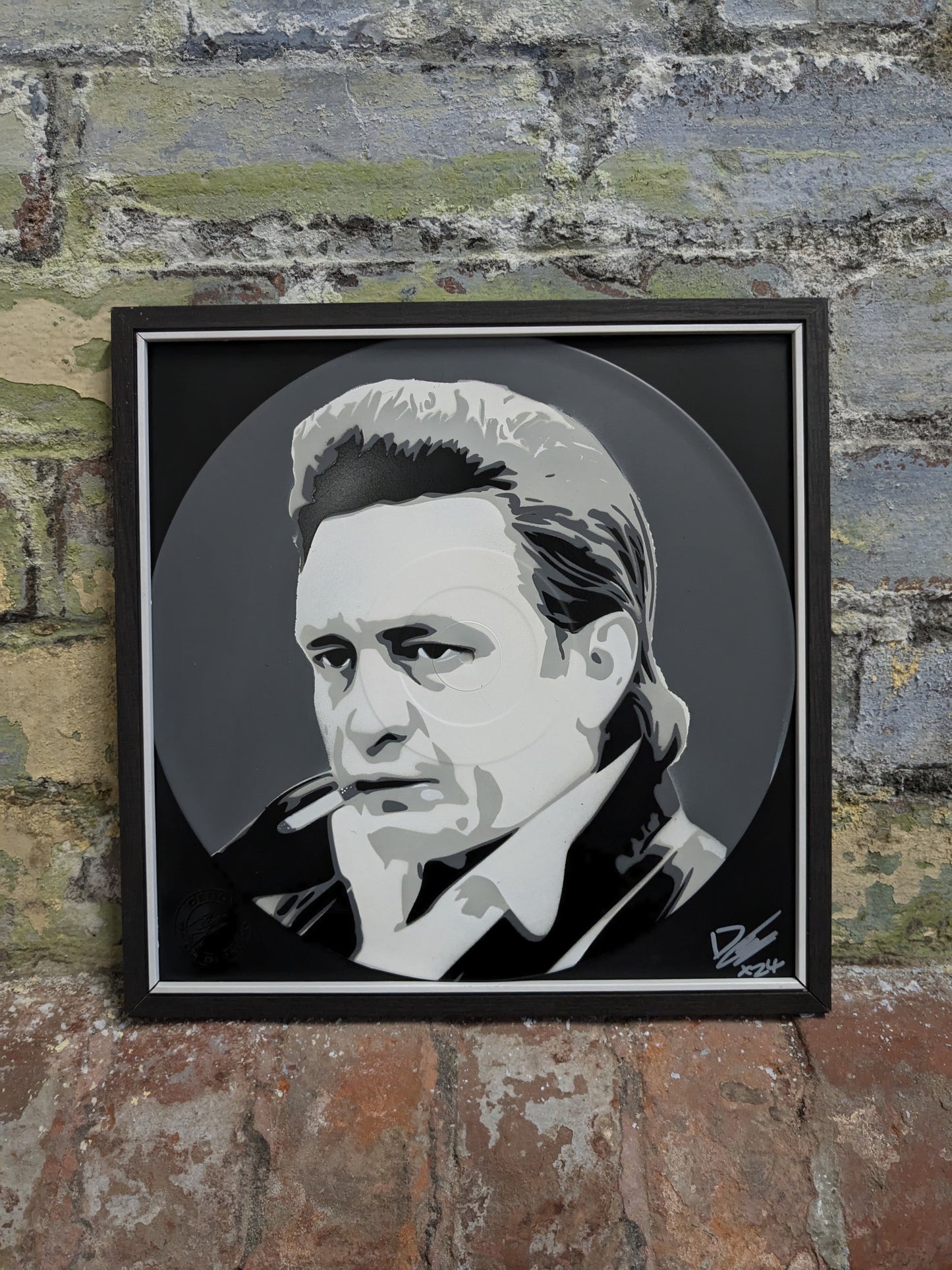 Johnny Cash 12" Spray Painted Record