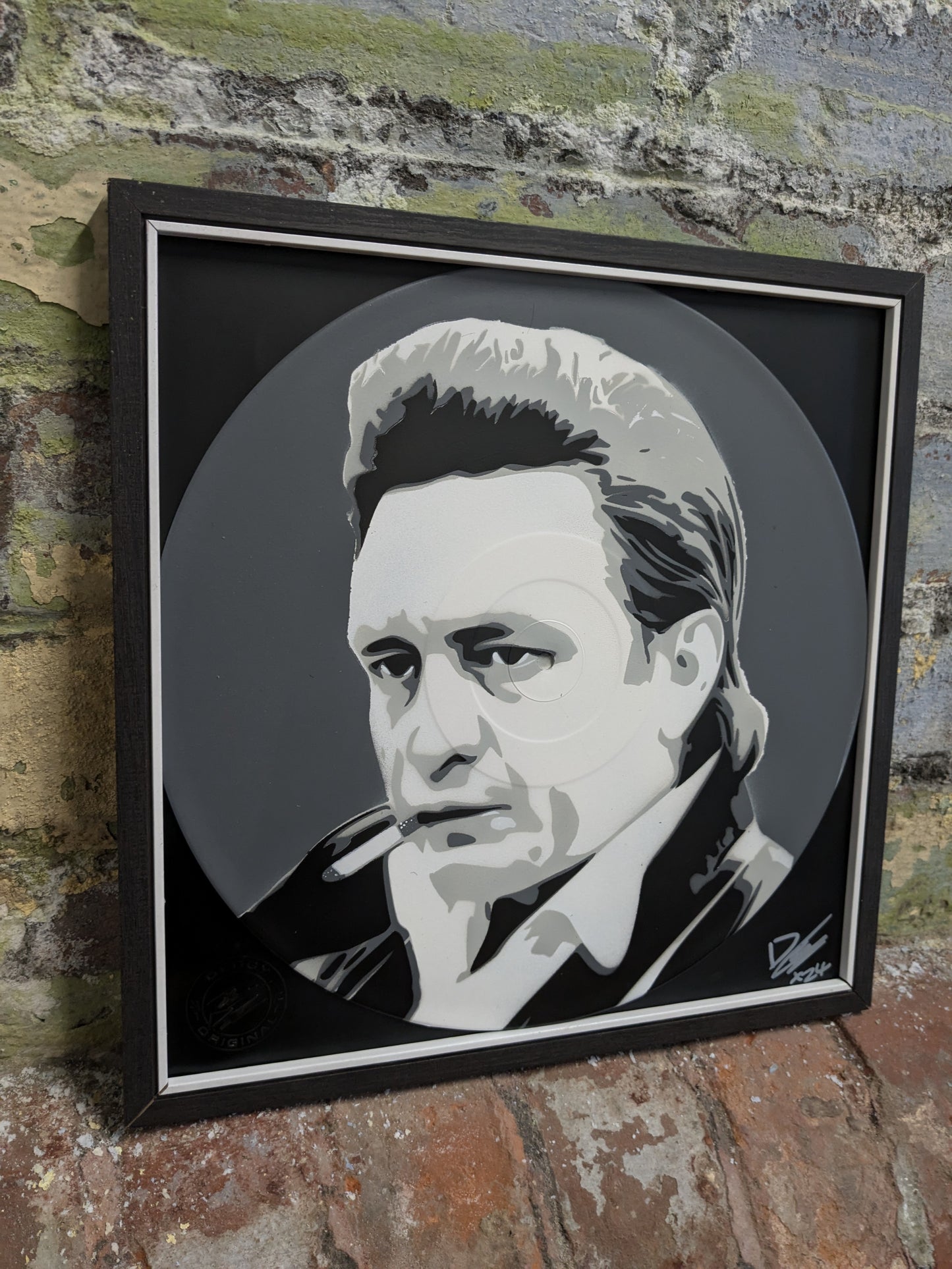 Johnny Cash 12" Spray Painted Record