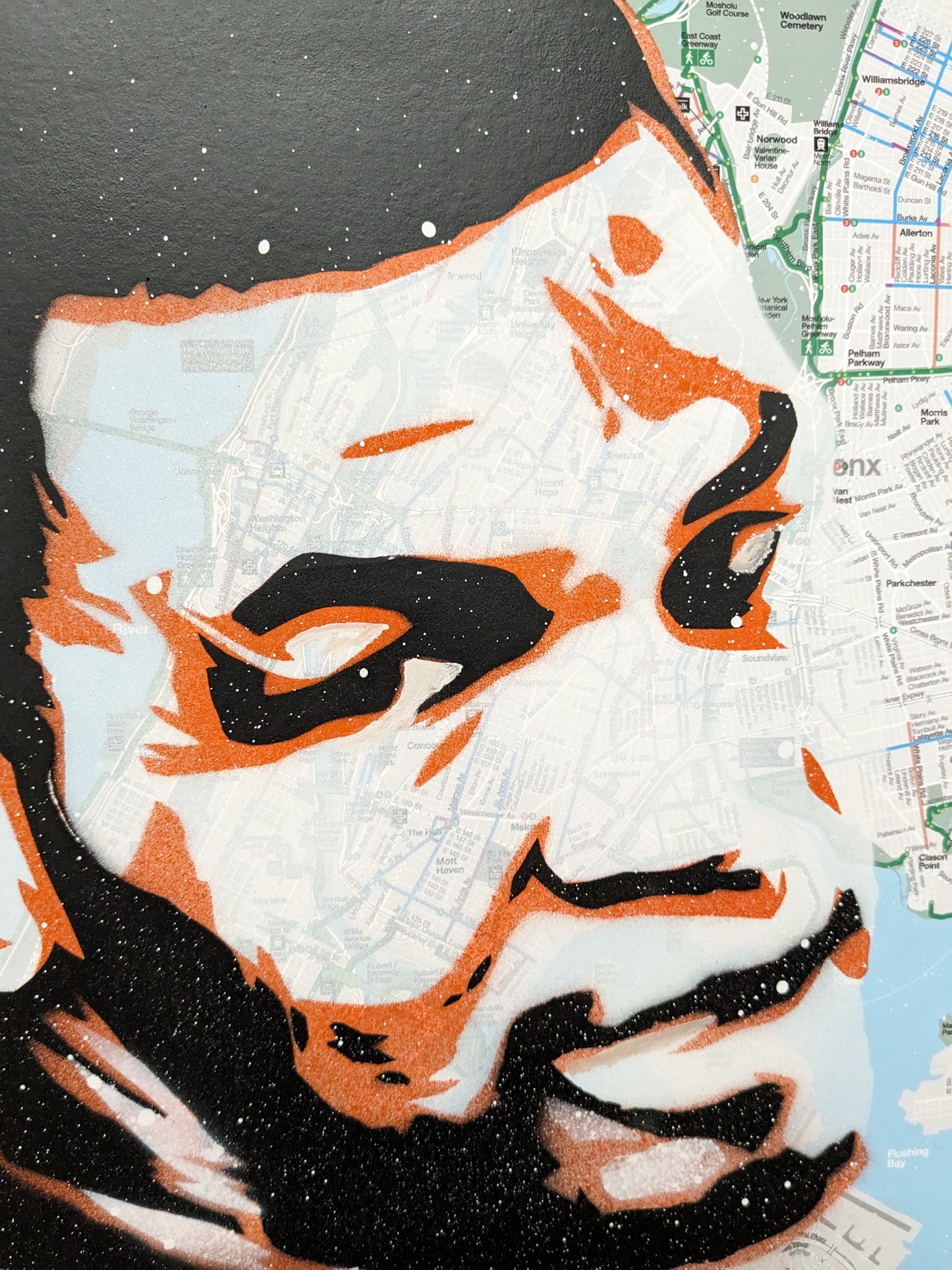 Mike Tyson Original Spray Painting On Map Of N.Y.C (59.5cm x 84.1cm) A1
