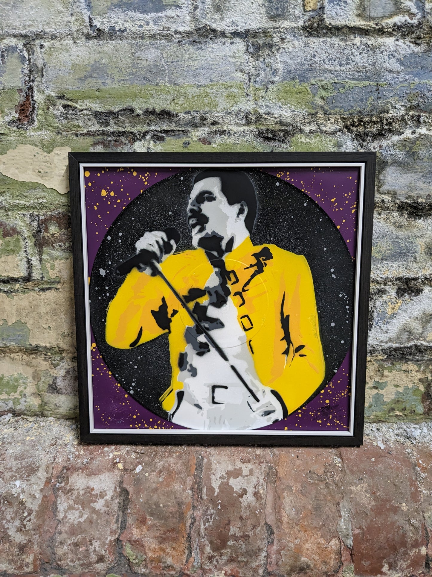 Freddy Mercury 12" Vinyl Record Original Spray Painting