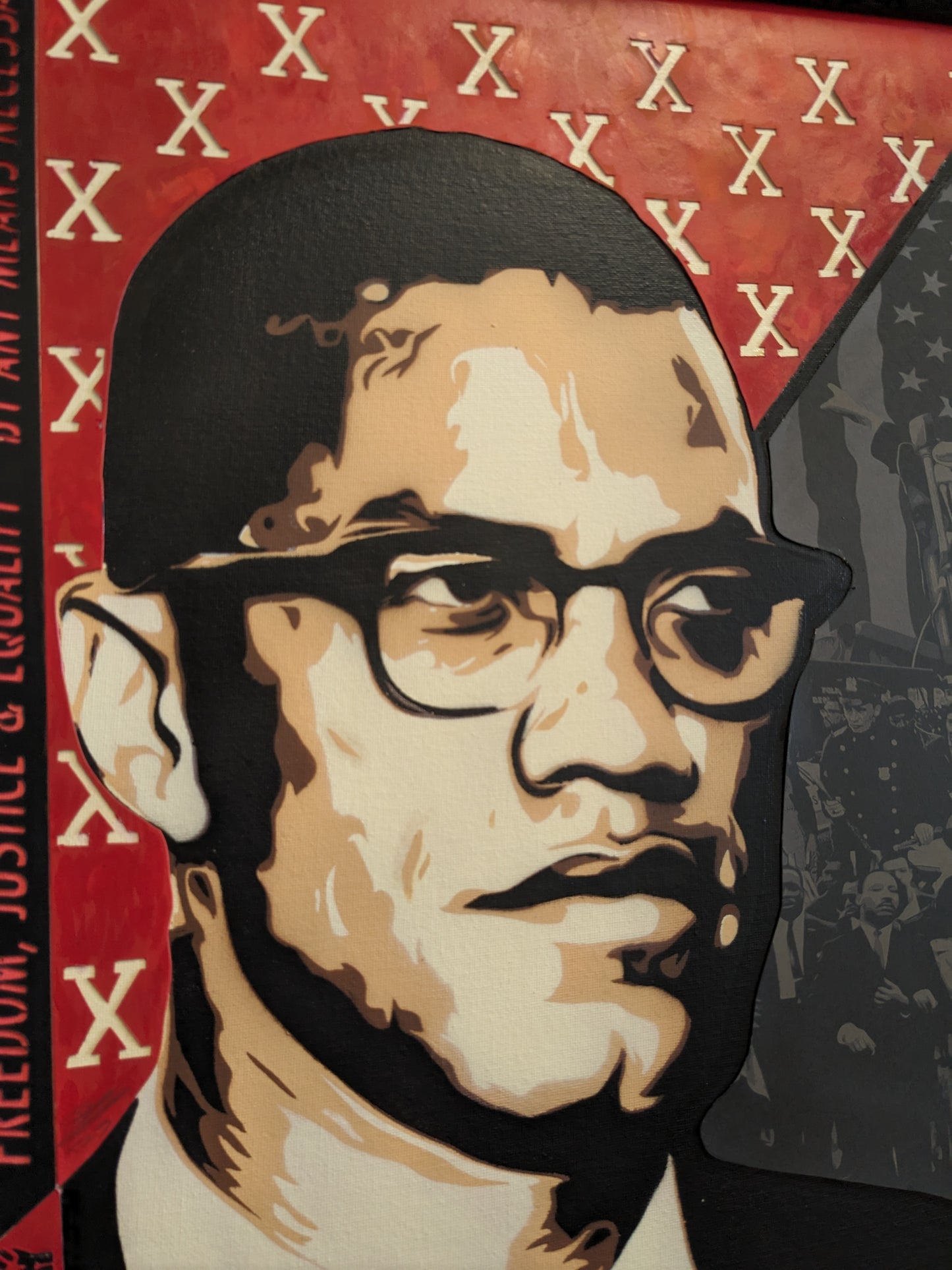 "By Any Means Necessary" Malcolm X Original Painting (20.8" x 24.8")
