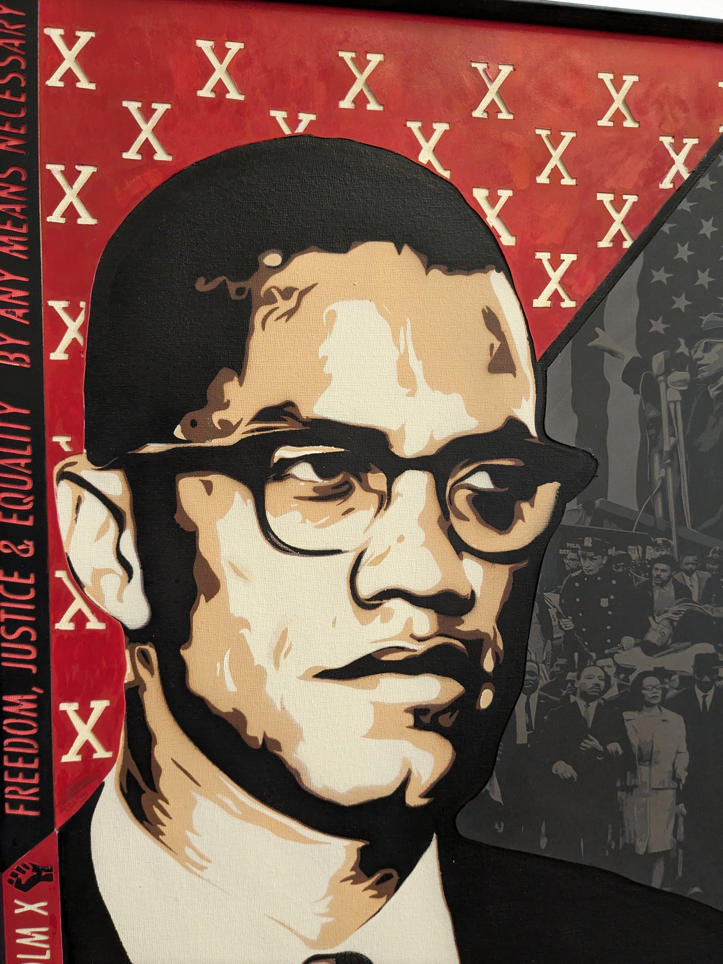 "By Any Means Necessary" Malcolm X Original Painting (20.8" x 24.8")