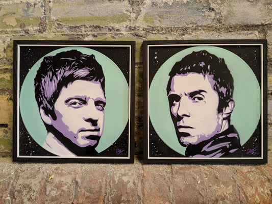 Liam & Noel Gallagher 12" Painted Record Set