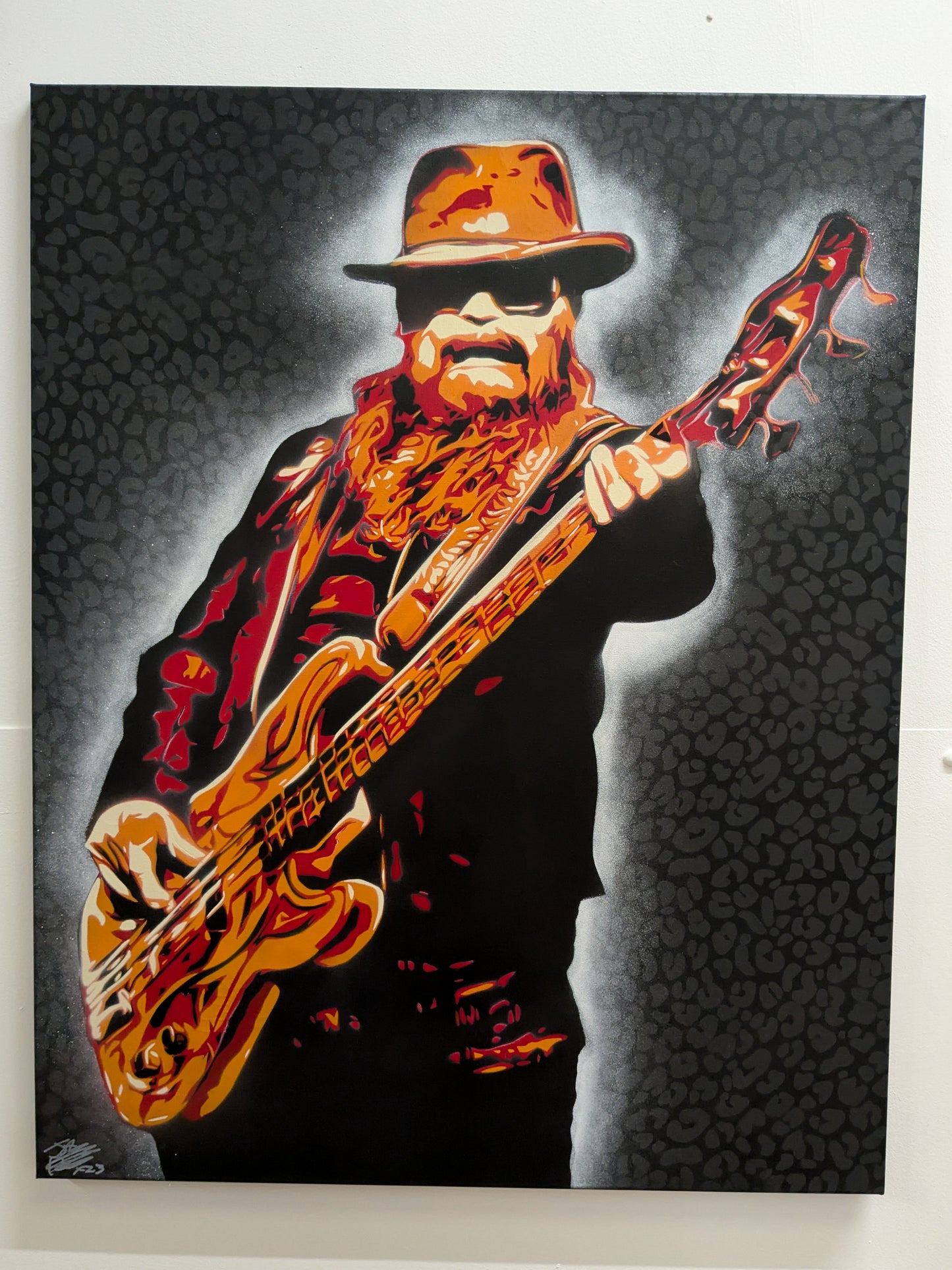 Dusty Hill (ZZ Top) 40" x 32" Original SprayPainting