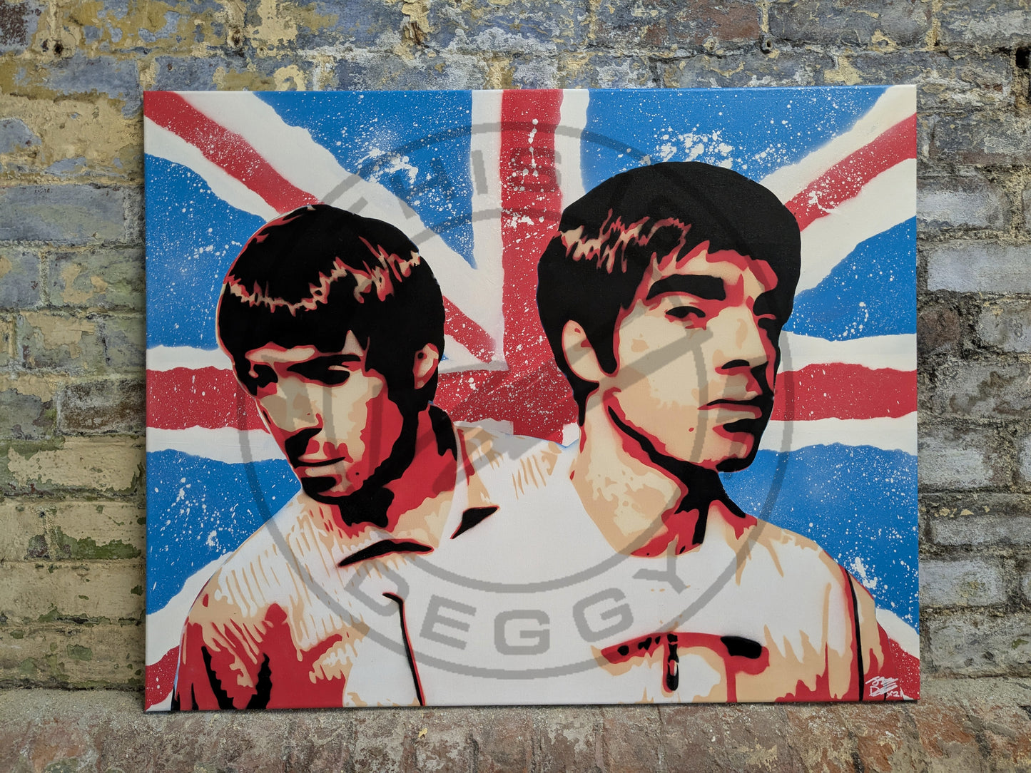 Liam & Noel Gallagher Union Jack Original Spray Painting (81cm x 101cm)