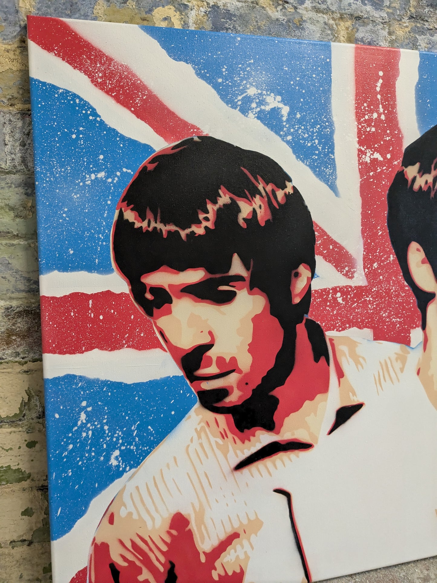 Liam & Noel Gallagher Union Jack Original Spray Painting (81cm x 101cm)