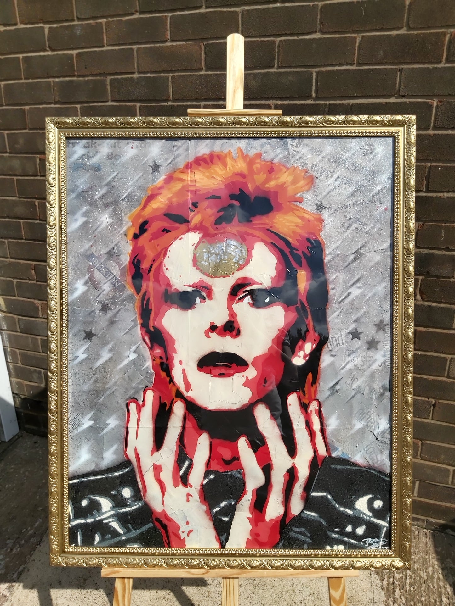 David Bowie "Ziggy Stardust" Original Mixed Media Painting (29" x 36" Frame Size)