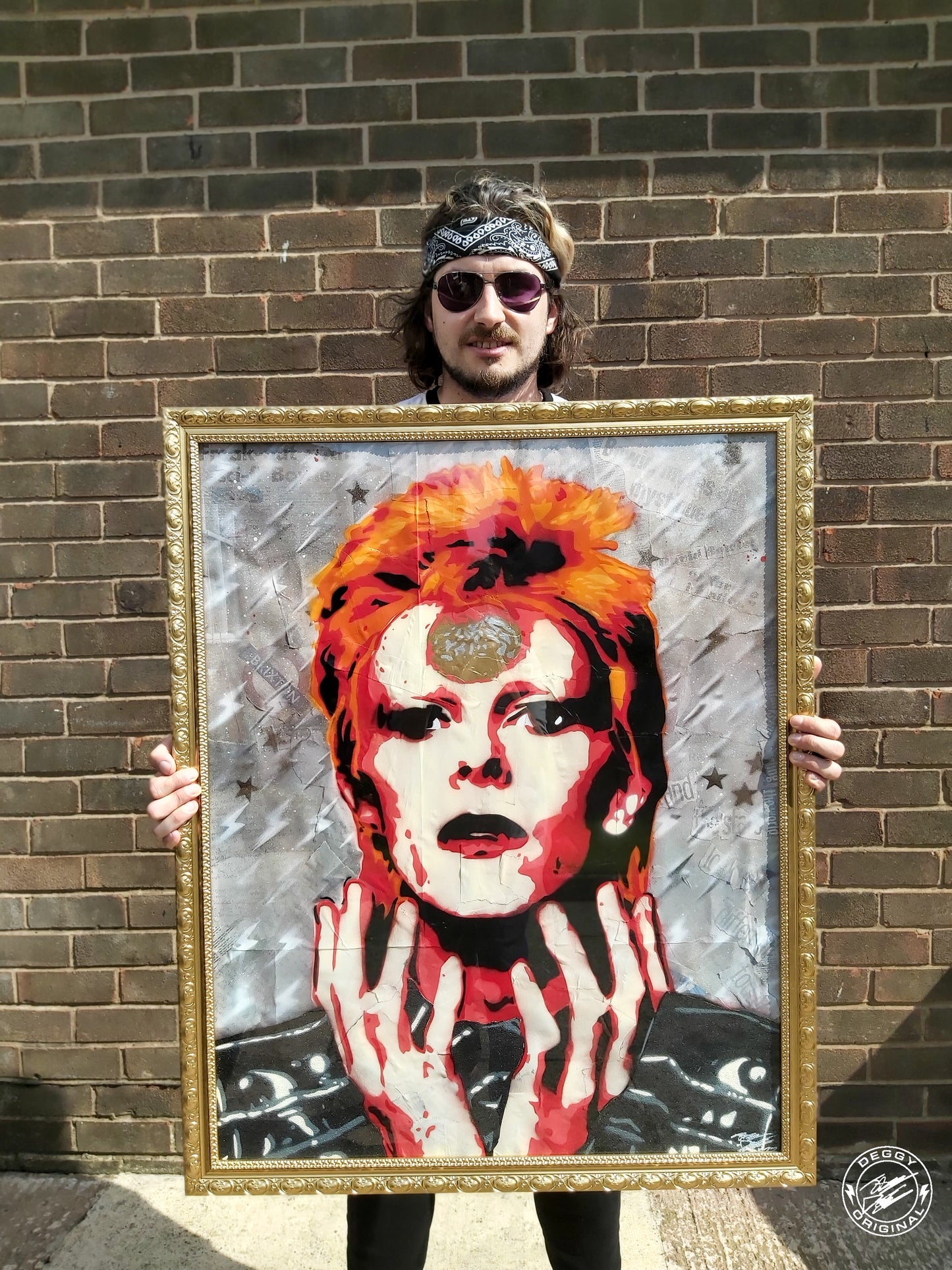 David Bowie "Ziggy Stardust" Original Mixed Media Painting (29" x 36" Frame Size)