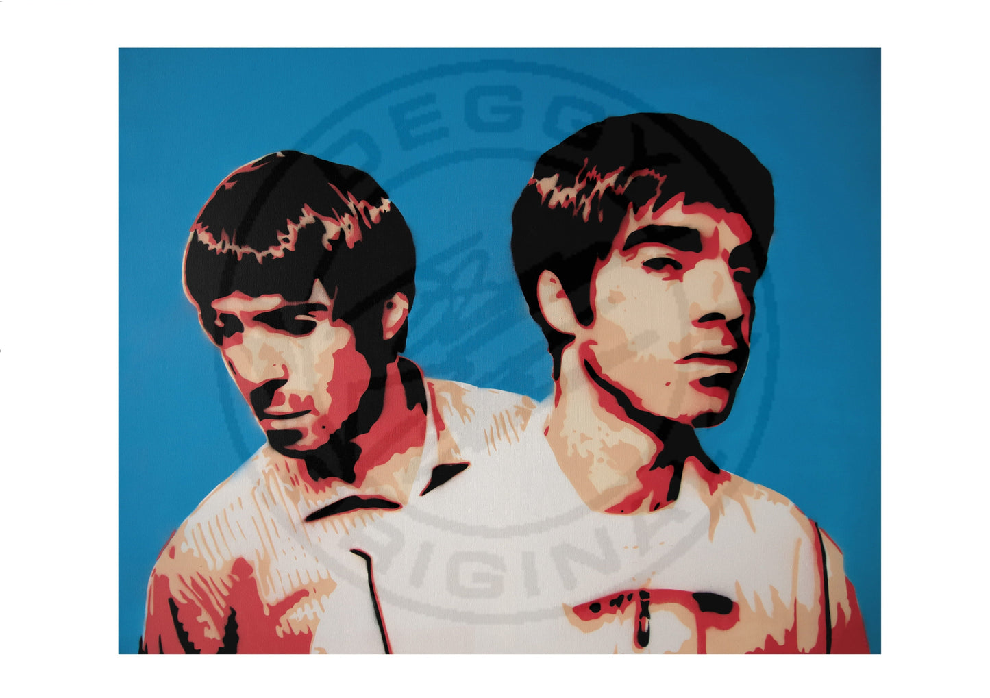 Liam & Noel Gallagher A2 LTD Edition Print (Blue)
